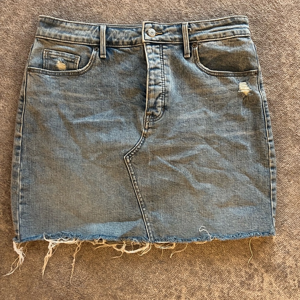 Lightwash Denim Distressed Skirt